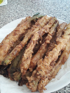 Una foto de Calçots en tempura