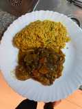 Bife de cerdo agridulce con arroz
