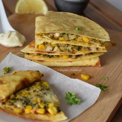 A picture of Corn spinach Tortilla wraps.