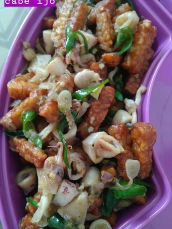 Cara Simple Membuat Resep  Tumis cumi tempe cabe ijo yang Menggugah Selera, Menggugah Selera
