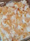 Sobremesa com sobras bolo e fruta