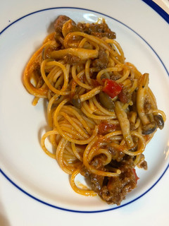 A picture of Spicy Tomato and Ground Beef Spaghetti.