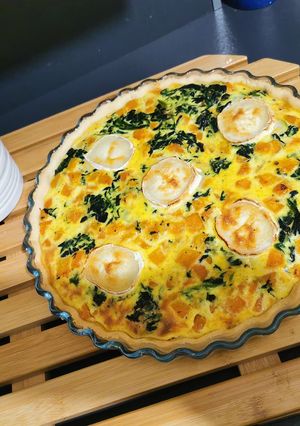 Une photo de Quiche butternut chèvre épinards