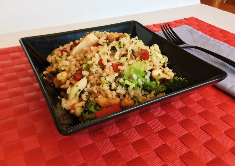 Arroz integral con potón y brócoli