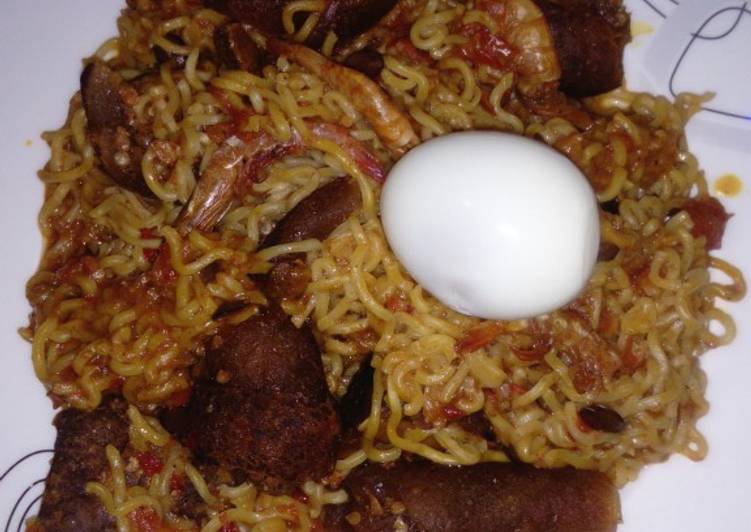 Recipe of Favorite Native jollof Noodles, with kpomo and dried Prawns