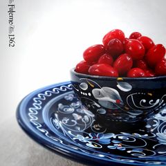 A picture of Persian Pickled Cornelian Cherries.