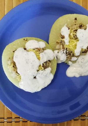 VEGÁN töltött karalábé kaporszósszal nyakonöntve recept fotója