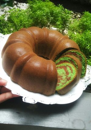 Foto resep Marmer Cake Pandan Putih Telur #BikinRamadanBerkesan