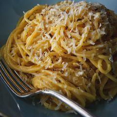 Buttery Parmesan Spaghetti With Smoked Sea Salt A picture of Buttery Parmesan Spaghetti With Smoked Sea Salt.