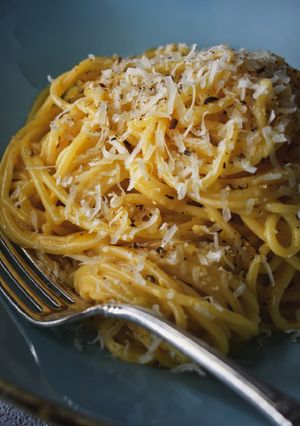 A picture of Buttery Parmesan Spaghetti With Smoked Sea Salt.