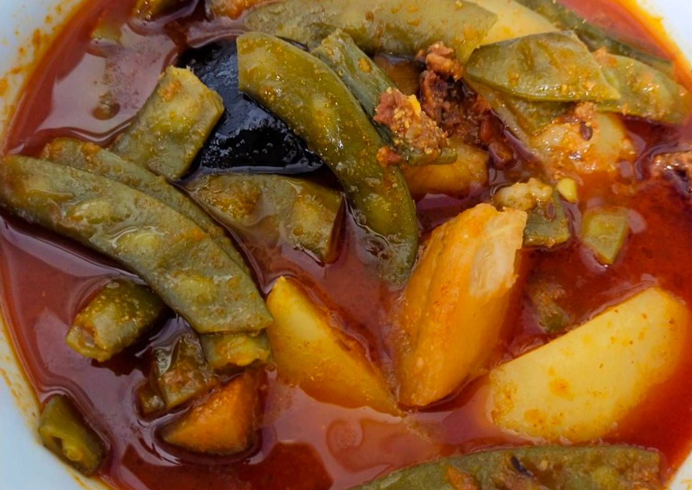 Aloo, baingan, cluster beans and masala vadi ki sabzi
