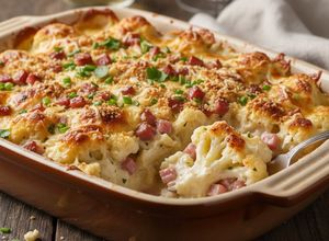 Foto principal de Coliflor con bechamel y jamón de pavo al horno