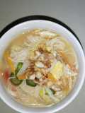 Misoa kuah telor & bakso ayam sat set dengan topping minyak bawang putih