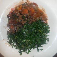 Kidney and spinach A picture of Kidney and spinach.