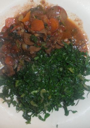 A picture of Kidney and spinach.