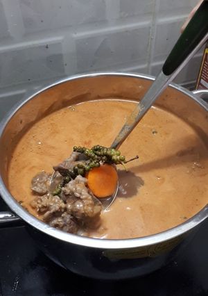 Hình của món Bò hầm tiêu xanh.