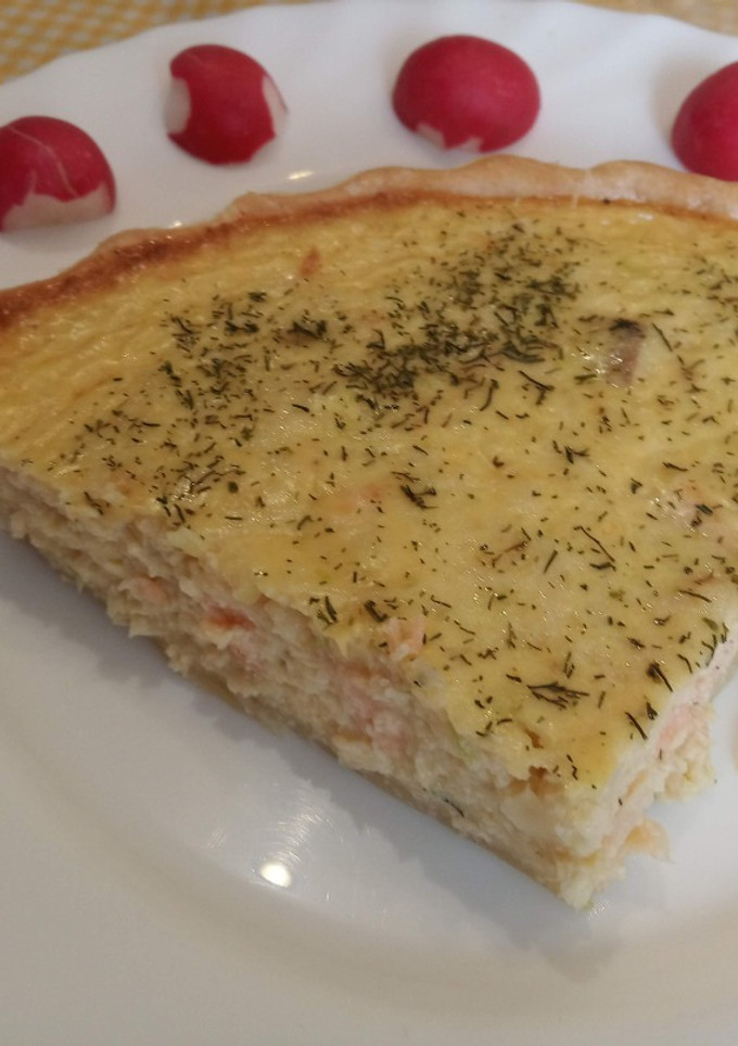 Una foto de Quiche de salmón y puerro