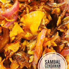 A picture of Sambal Cendawan Kukur Udang Geragau (Wild Splitgill Mushroom with small shrimp 🦐 Sambal).