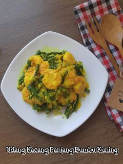 Foto resep Udang Kacang Panjang Bumbu Kuning