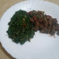 Liver and King Pin Leaves#Local Ingredients Contest A picture of Liver and King Pin Leaves#Local Ingredients Contest.