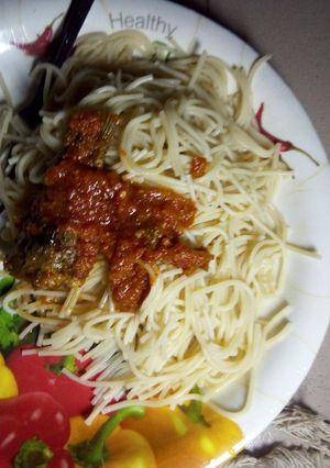 A picture of Pasta with fish and sauce#ramadancontest#.