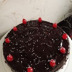 A picture of Black forest cake.