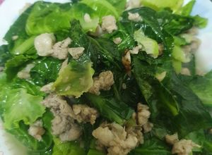 Hình của món Cải xanh xào thịt heo băm.