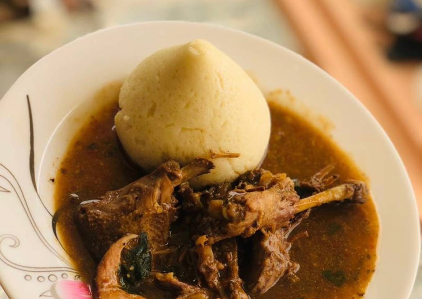 Tuwon semo with ogbono soup