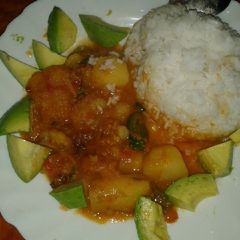 A picture of Rice with matoke#ricecontest.