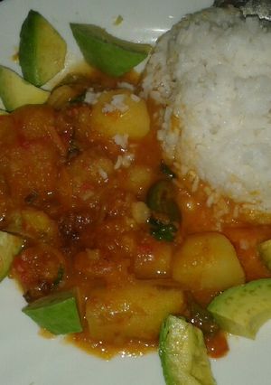 A picture of Rice with matoke#ricecontest.