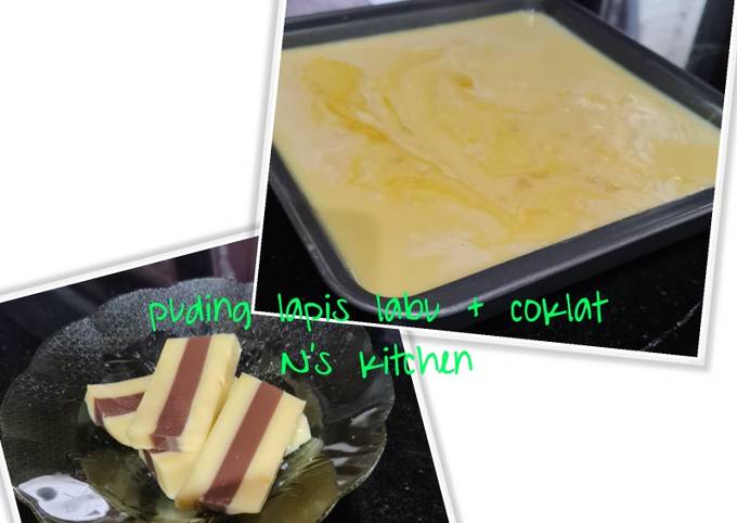 Easiest Way to Make Perfect Puding lapis labu + coklat