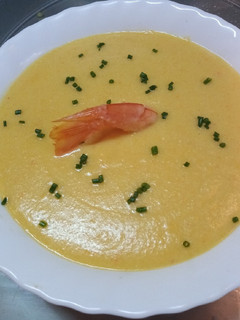 Una foto de Crema de gambas