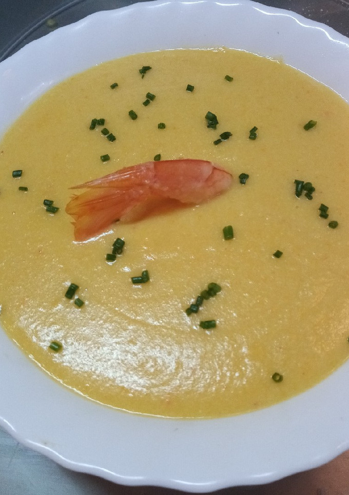 Una foto de Crema de gambas