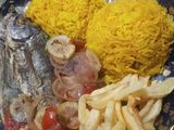 سمك بونيطو مشوي مع الأرز
