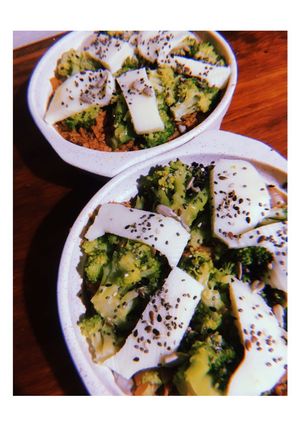 Una foto de Pastel veggie de calabaza y brócoli