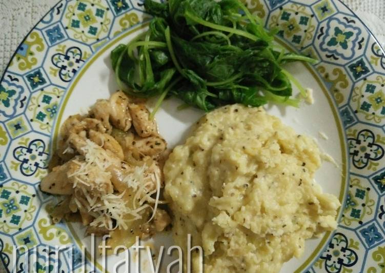 7. Chicken garlic oregano &amp; mashed cheese potatoes