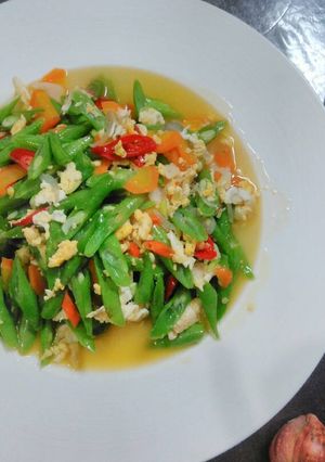 Foto resep Oseng buncis telur orak-arik praktis