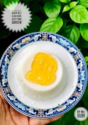 Hình của món Ăn dặm- pudding đậu hủ hạnh nhân sốt táo ghiền.
