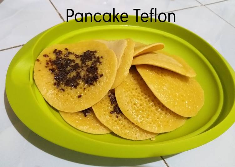 Cara menyajikan 33. Pancake Teflon Tanpa Mixer  yang Bisa Manjain Lidah