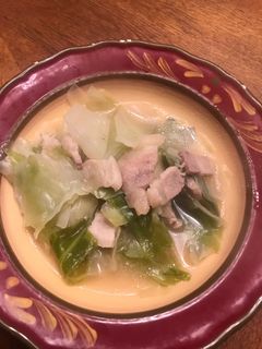 A picture of Cabbage soup for a cold day..