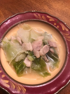 A picture of Cabbage soup for a cold day..