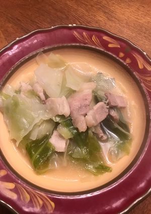 A picture of Cabbage soup for a cold day..