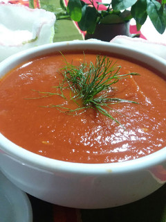 A picture of Tomato carrot soup.