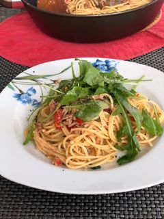Pasta mit Thunfisch, Kapern und Rucola Rezepthauptbild