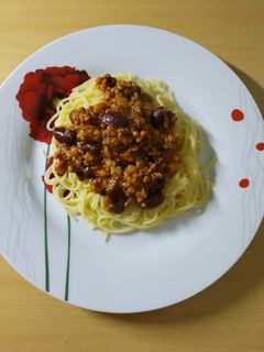 Gluténmentes chilis bab tésztával recept fotója