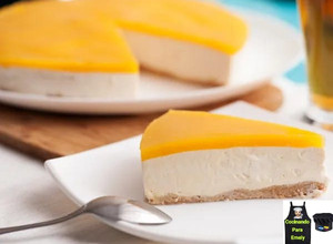 Una foto de Cheesecake de mango sin horno