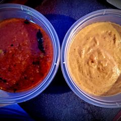 A picture of One gravy two curry.