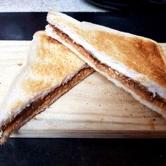 A picture of My Peanut Butter & Cadbury,s Caramel Chocolate Toast Sandwich.😘.