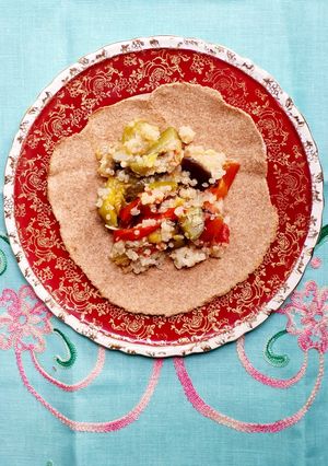 Una foto de Relleno para tacos veganos de quinoa y vegetales de estación 🌮