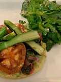 Mediterranean vegetable tart with Cavolo nero, smoky eggplant and a herb and herbs salad
